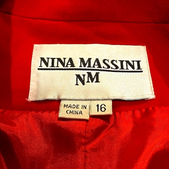 Nina Massini Blazer Jacket Red Notched Collar 3-Button Women Size 18 - Picture 6 of 12